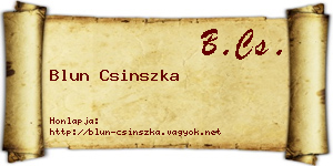 Blun Csinszka névjegykártya